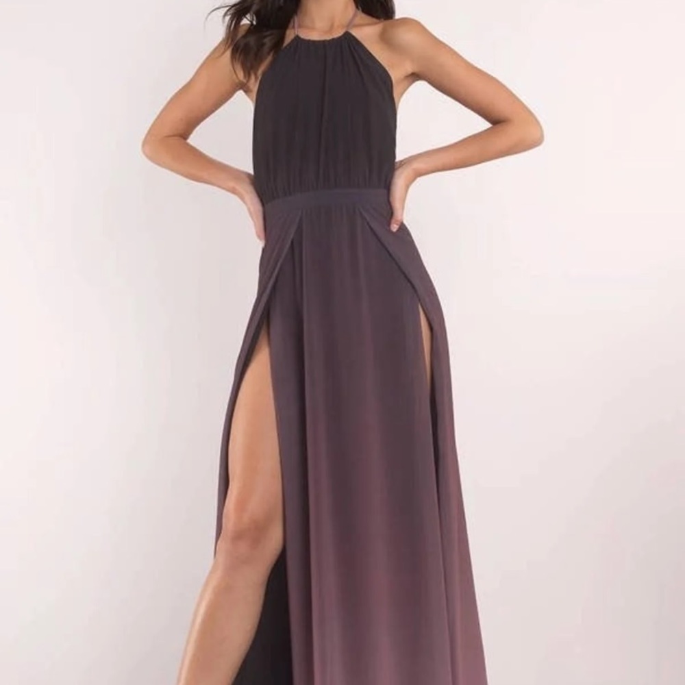 Tobi Dark Purple Ombre High Slit Dress